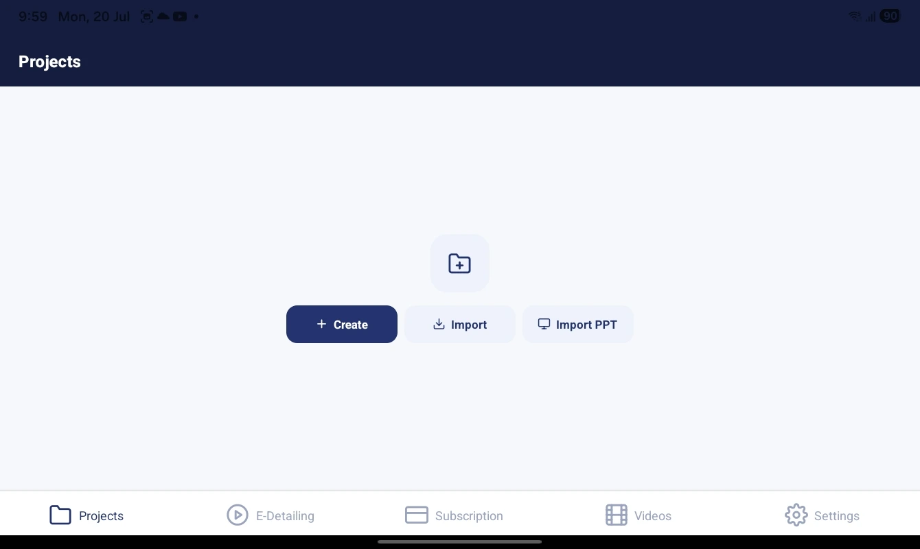 PDF, PowerPoint and image import screen in Easy E-Detailing